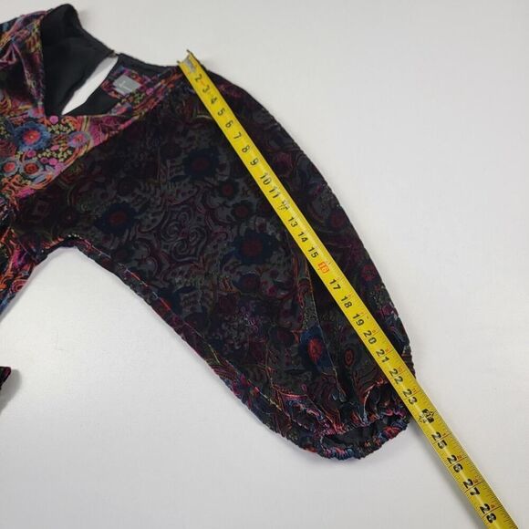 Anthropologie Mona Burnout Velvet Mini Dress Boho Paisley Bohemian Womens Sz XS - Picture 13 of 16